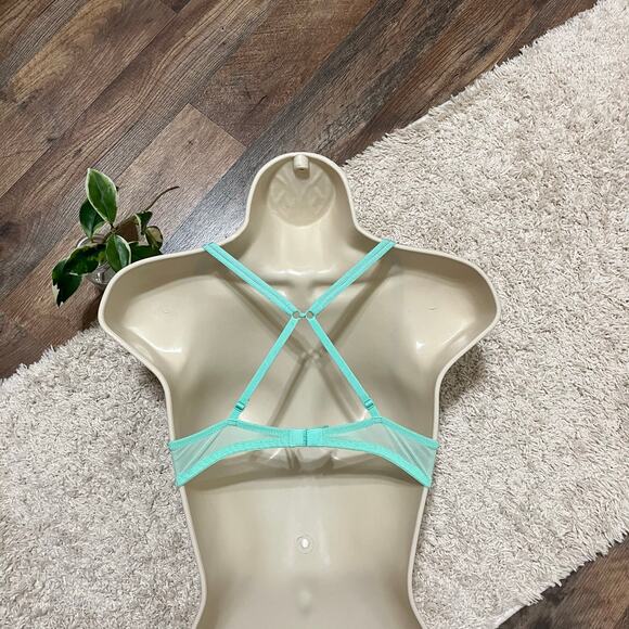 Victoria's Secret PINK 34B Pastel Green Lace Lightly Lined Demi Underwire Bra - Picture 5 of 9